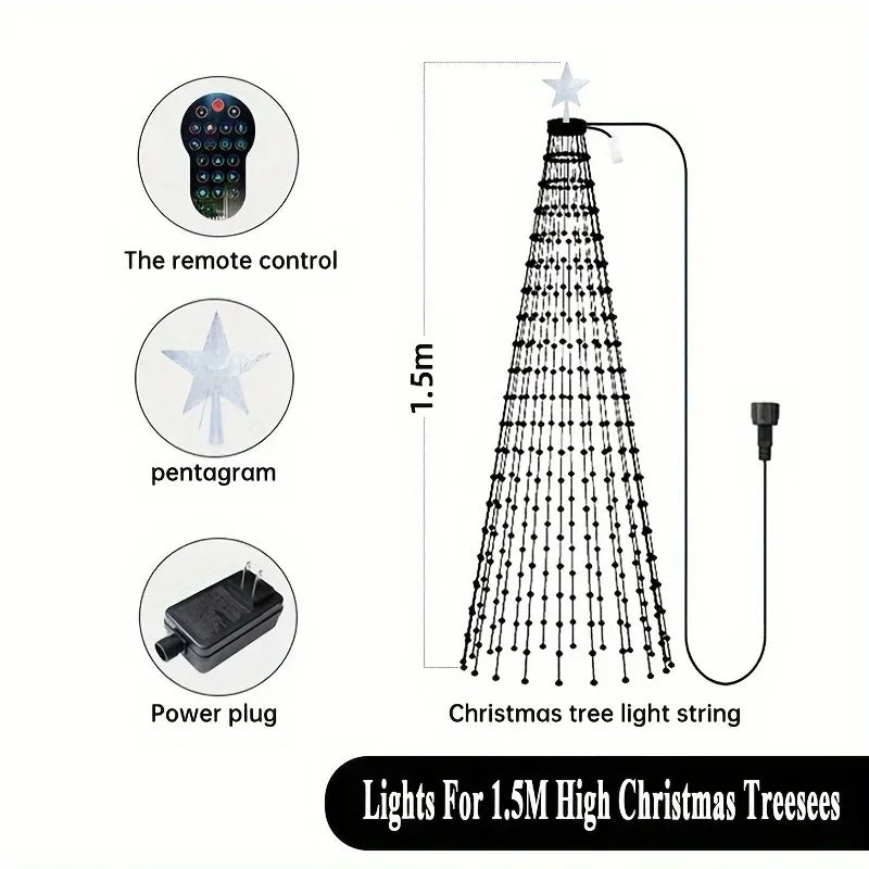 7Ft 400LEDs LED Fairy Lights Smart Bluetooth Christmas Tree Lights DIY Animated Color with Star Topper for Party Christmas Decor Vue 1.5M-400LEDS EU Plug
