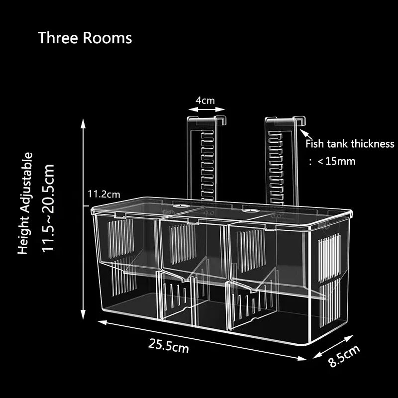 Acrylic Highly Transparent Aquarium Fish Breeding Isolation Box Fish Tank Aquarium Breeder Double Guppies Hatching Incubator Vue Three rooms