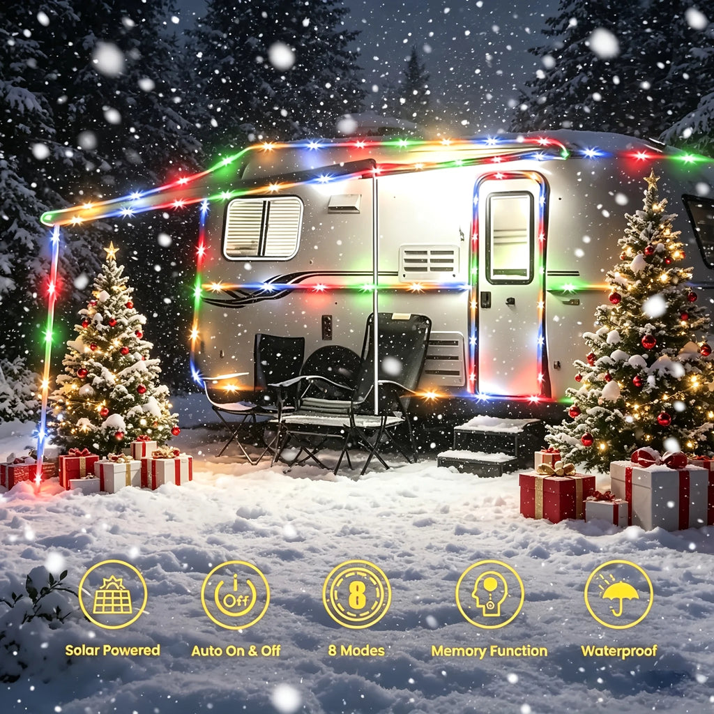 Solar Powered LED Rope Lights Waterproof Outdoor Glow Fairy Garland Lights for Garden Tree Patio Holiday Party Decoration Vue