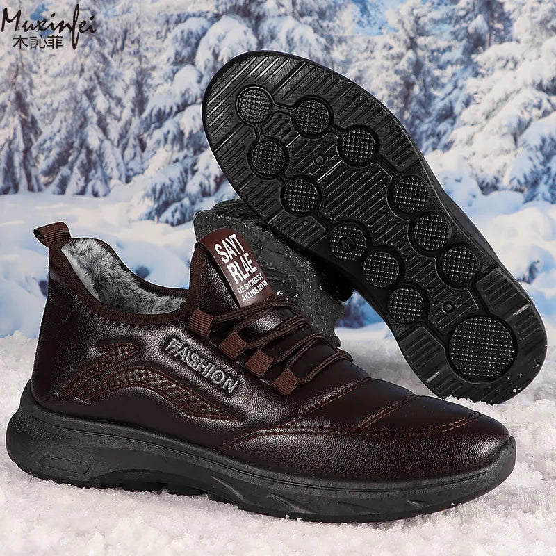 Men's Winter Snow Boots Thickened Plush Lace-Up | Sizes 39-47 Men's Snow Boots Vue