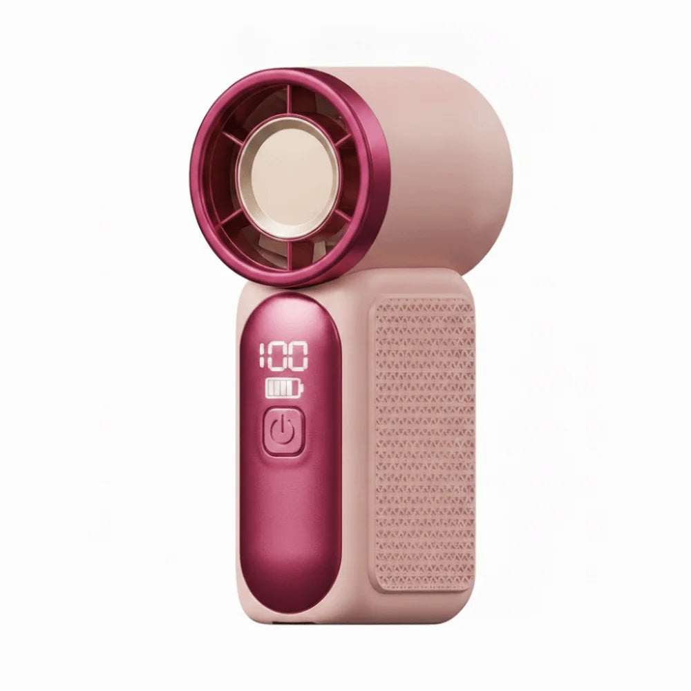 Speed Mini Handheld Fan 100 Adjustable Settings LED Display Desk Vue Pink