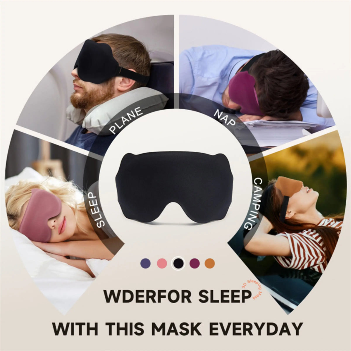 3D Sleep Mask Sleeping Aid Blindfold Block Out Light Portable Soft Vue