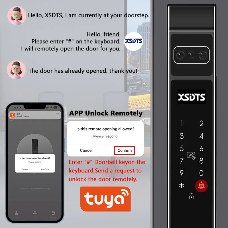3D Face Palm Vein Tuya WiFi Electronic Smart Door Lock Password Key Fingerprint Aluminum Glass Sliding Door Waterproof Outdoor Vue