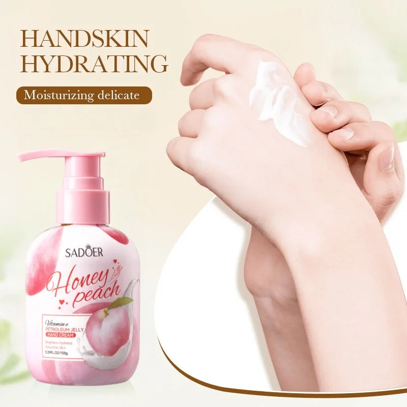 150g Peach Hand Cream, with a Watery Texture, Moisturizing but Not Greasy, Improves Dry and Rough Hands, Leaving Them Hydrated and Shiny. Vue