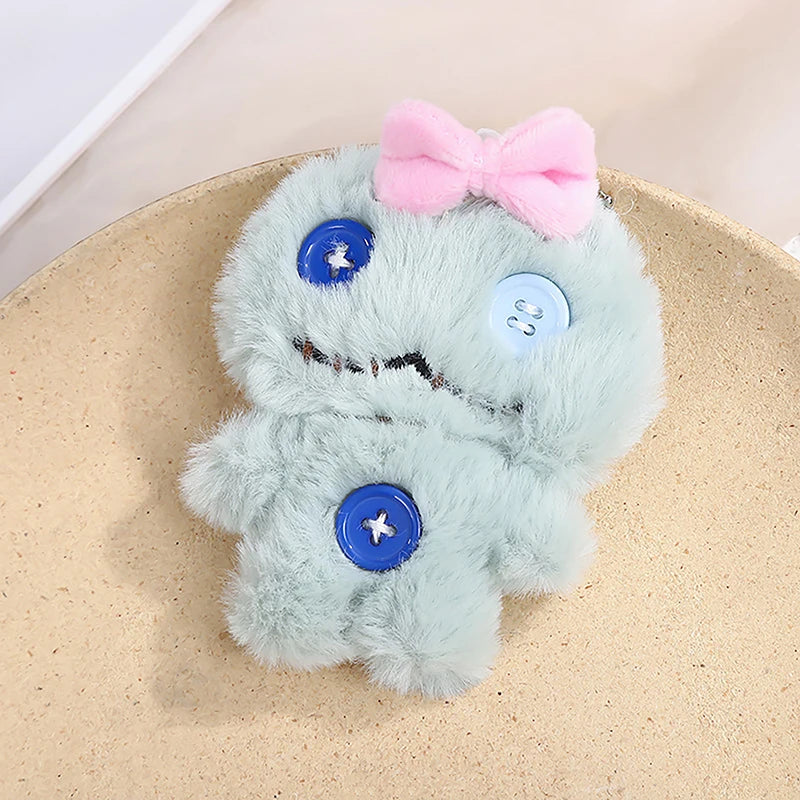 Cute Cartoon Plush Bow Doll Keychain Sweet Bag Pendant DIY Button Design Hanging Ornament Creative Gift Vue