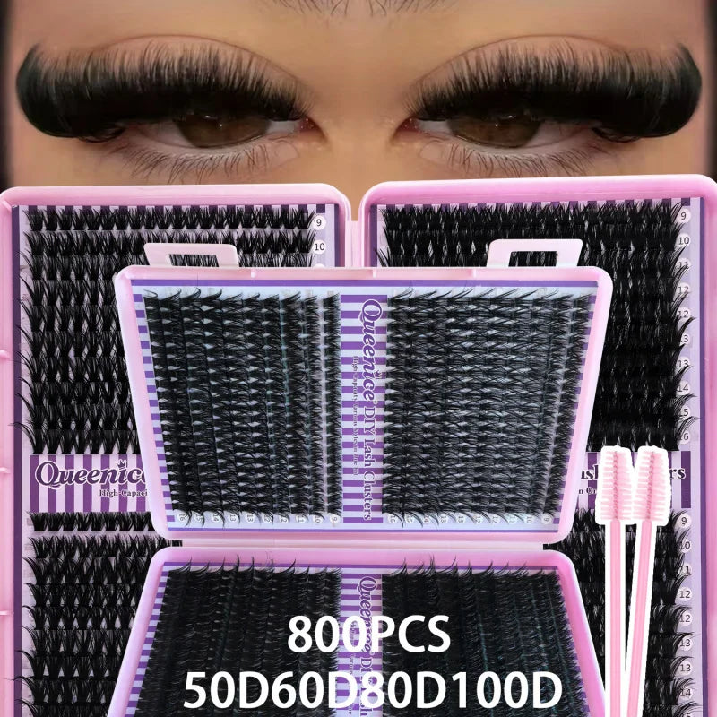 800pcs Cluster False Eyelash, Soft and Durable Design, Suitable for Daily Use, Natural, Everyday, and Voluminous Makeup Effect Vue