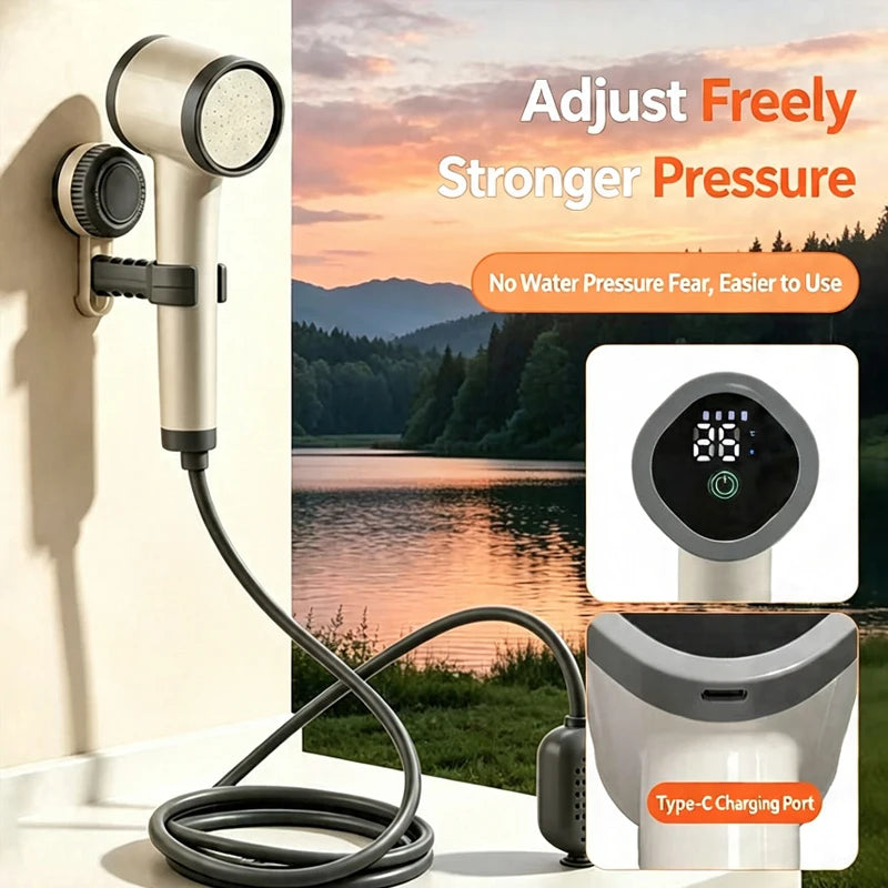 Electric Shower Cordless Handheld Shower Head Rechargeable Human Tourist Mobile Shower for Camping Outdoor Garden Country House Vue