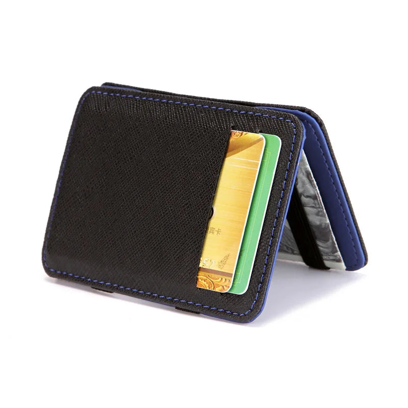 Thin Mini Wallet Men Business PU Leather Magic Wallets Credit Card Holder Vue