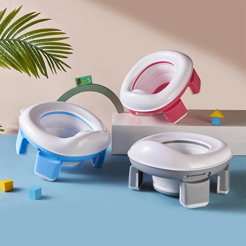 3 in 1 Travel Toilet Baby Pot Portable Silicone Baby Potty Training Seat Seat Foldable Blue Children Potty With Bags Vue