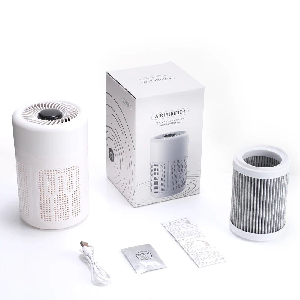 Mini Desktop Air Purifier HEPA Filter Negative Ion Technology Eliminates Formaldehyde Odors Smoke And Dust Particles Office Home Vue WHITE China Mainland