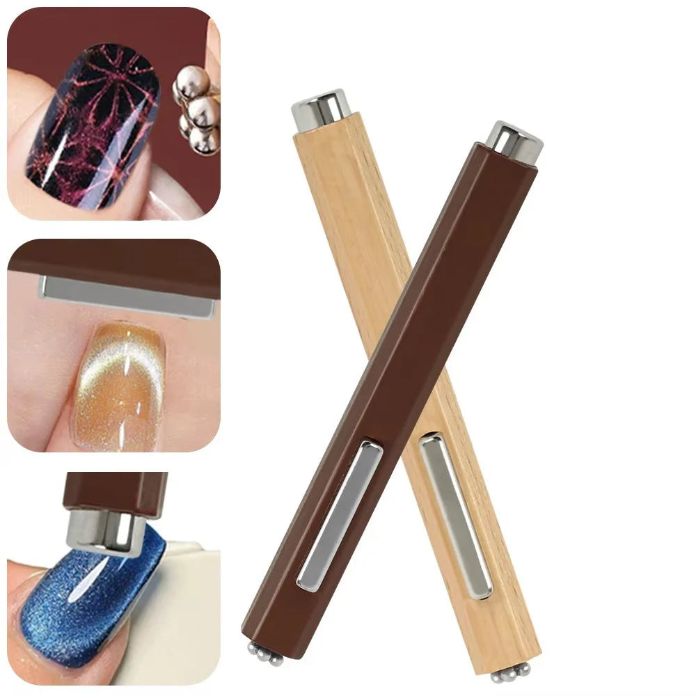 3 in 1 Multi-function Cat Eye Magnet for Nail Art Design Strong Thick Magnetic Stick Large Cylindrical Magnetic Nail Tool Vue