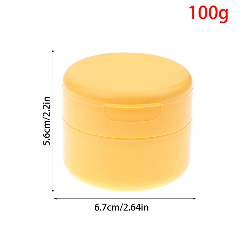 100/150g Empty Pot Flip Cover Makeup Jar With Spoon Refillable Bottles Travel Face Cream Lotion Cosmetic Cotton Pad Container Vue 100g Yellow