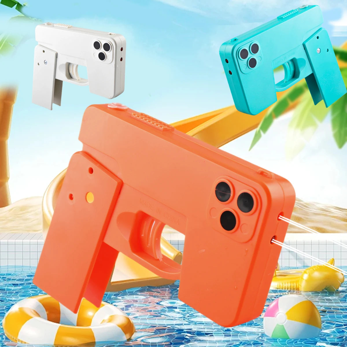 Folding Water Gun Toy, Simulate Shape of Mobile Phone Long Firing Range Outdoor Beach Bathroom Pool Play Water Gifts for Kids Vue