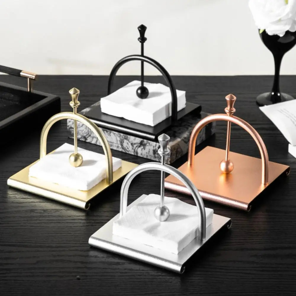 Retro Square Tissue Holder Creative European Style Aluminum Napkin Stand Smooth Light Luxury Tabletop Tissue Rack Vue