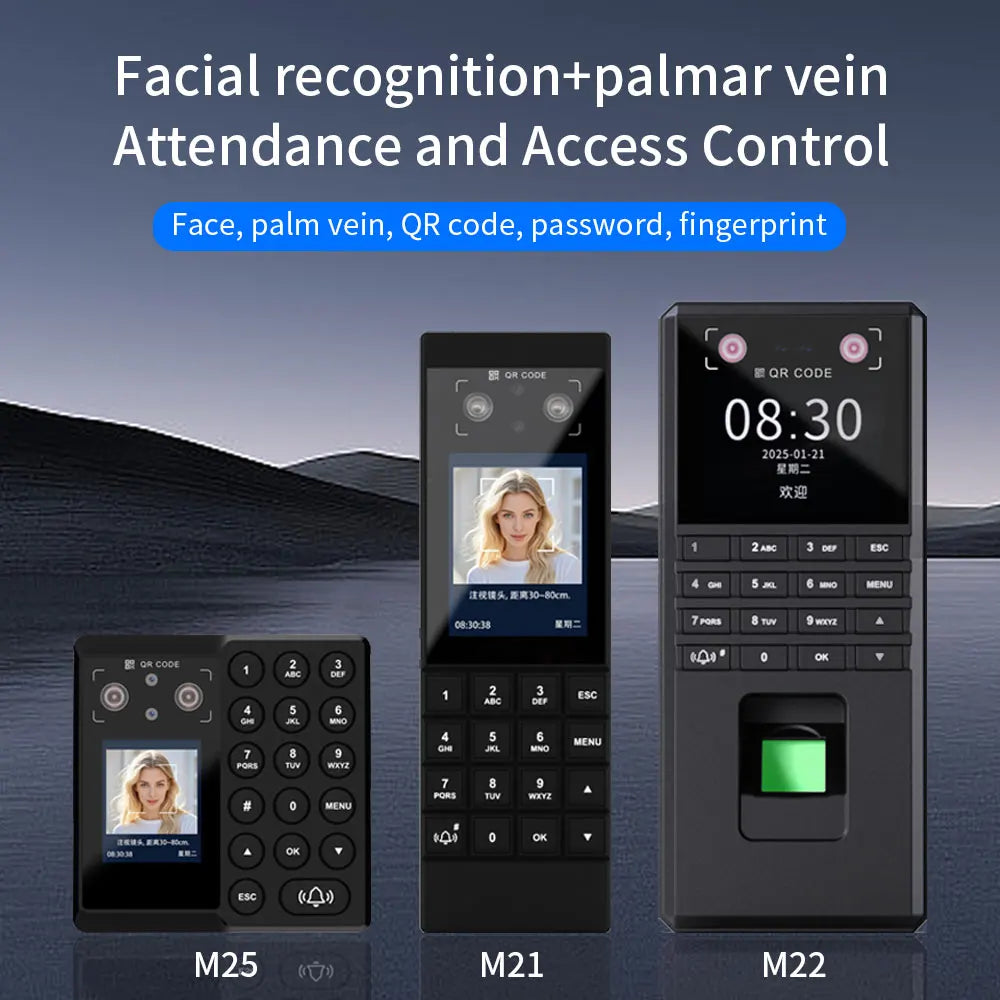 Bluetooth Palmar Vein New Design Attendance For APP Management Office Building USB export record 3000 Fingerprint Password Vue