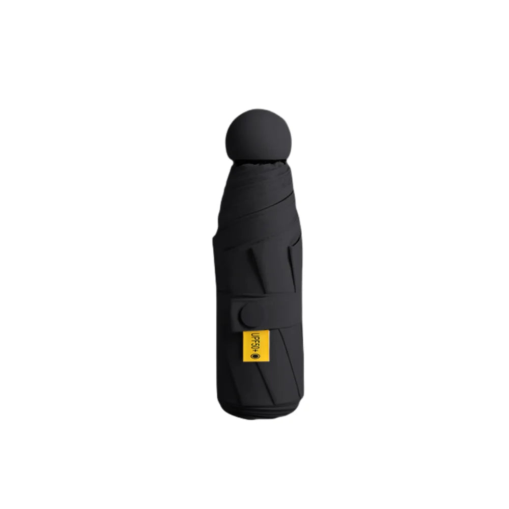 Mini Capsule Folding Umbrella UPF50+ Box Sun Rain Vinyl UV Sunshade Vue Black