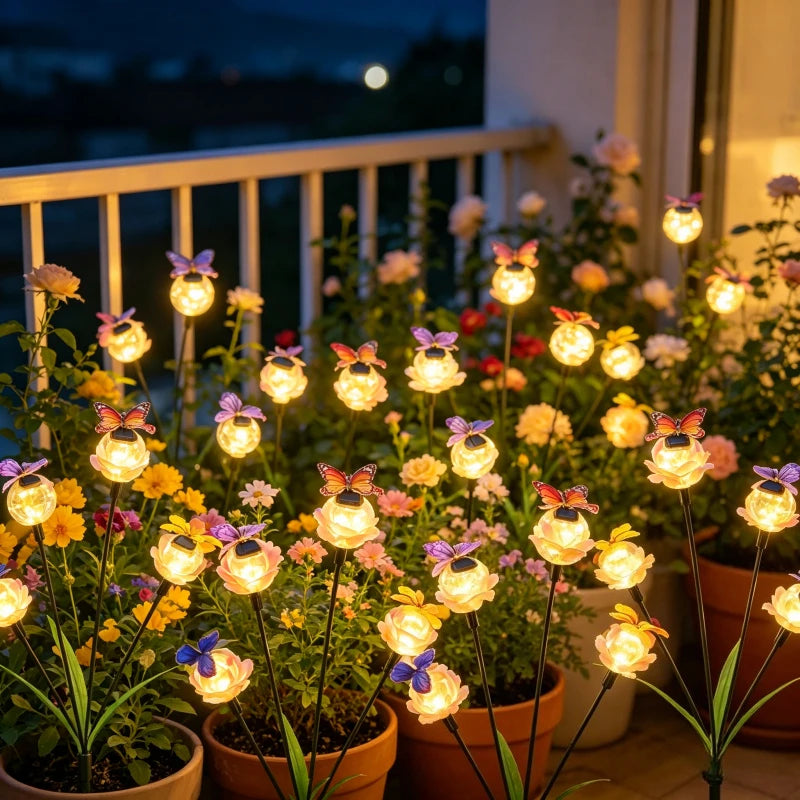 Solar Butterfly Garden Lights Swaying Firefly Lights Waterproof Outdoor Decorative Path Lights for Lawn Patio Yard Vue