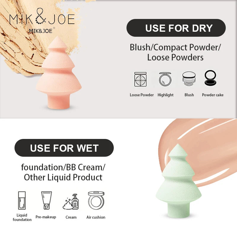 6Pcs Multicolor Christmas Tree Shape Combination Makeup Puff Soft And Delicate For Home Or Travel Use Vue