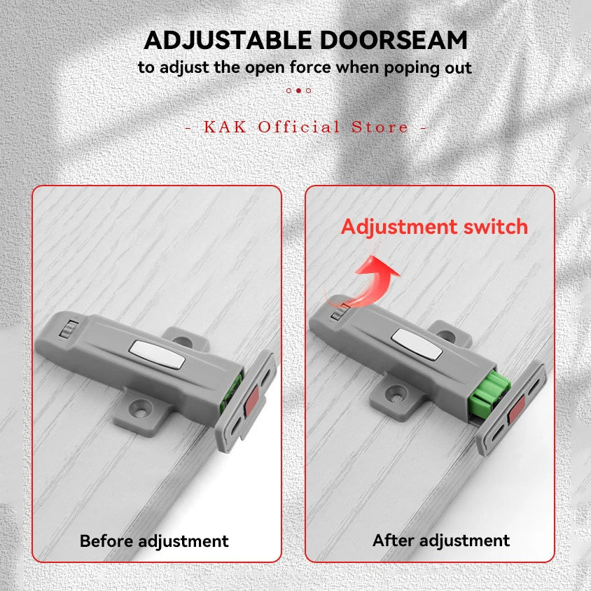 KAK 5PCS Push to Open Cabinet Catches Kitchen Buckel Locks Hidden Cabinet Handles Adjustable Damper Buffer Furniture Hardware Vue
