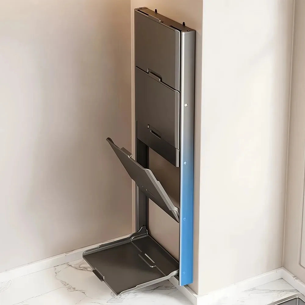 Foldable Wall Mounted Bathroom Organizer Shelf Punch-Free Aluminum Storage Rack for Towels Cosmetics Kitchen Bathroom Multi-Tier Vue