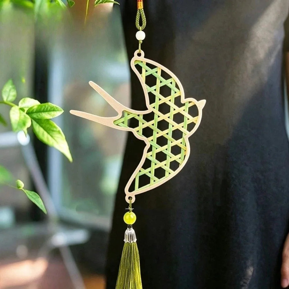 Handmade Bamboo Pendant Material Kit Zongzi Cat Butterfly Dragon Boat Festival DIY Kit Tassel Fish Bamboo Woven Ornaments Vue