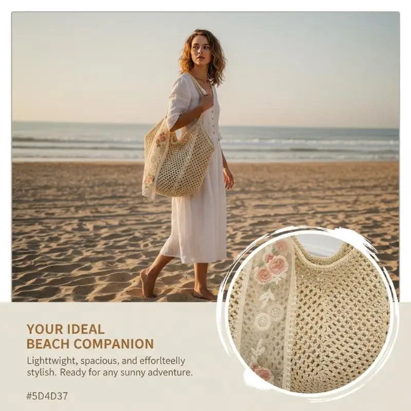 Large Capacity Woven Bag Women's Shoulder Bags Casual Straw Wicker Woven Ladies Handmade Summer Beach Tote Messenger Bag Vue