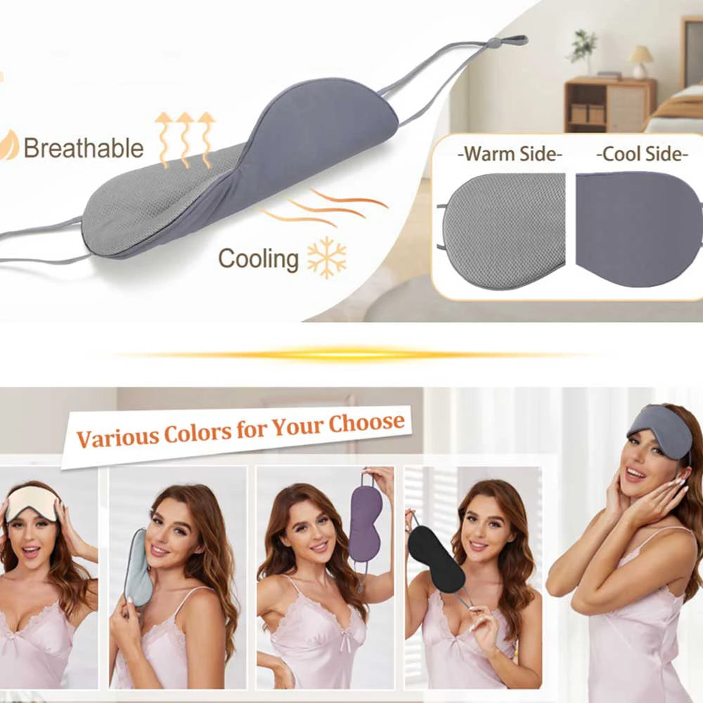 Warm Cool Dual Use Ice Silk Eye Mask Korean Style Adjustable Breathable Light Blocking Travel Sleep Comfort Mask Vue