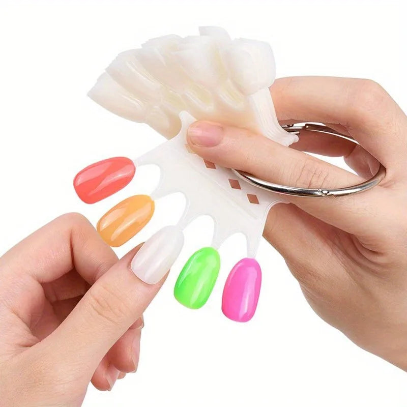 Nail Art Display False Nail Tips Crown Fake Nails Polish Clear Nature Color Card Acrylic Practice Chart Palette Art Ring Vue