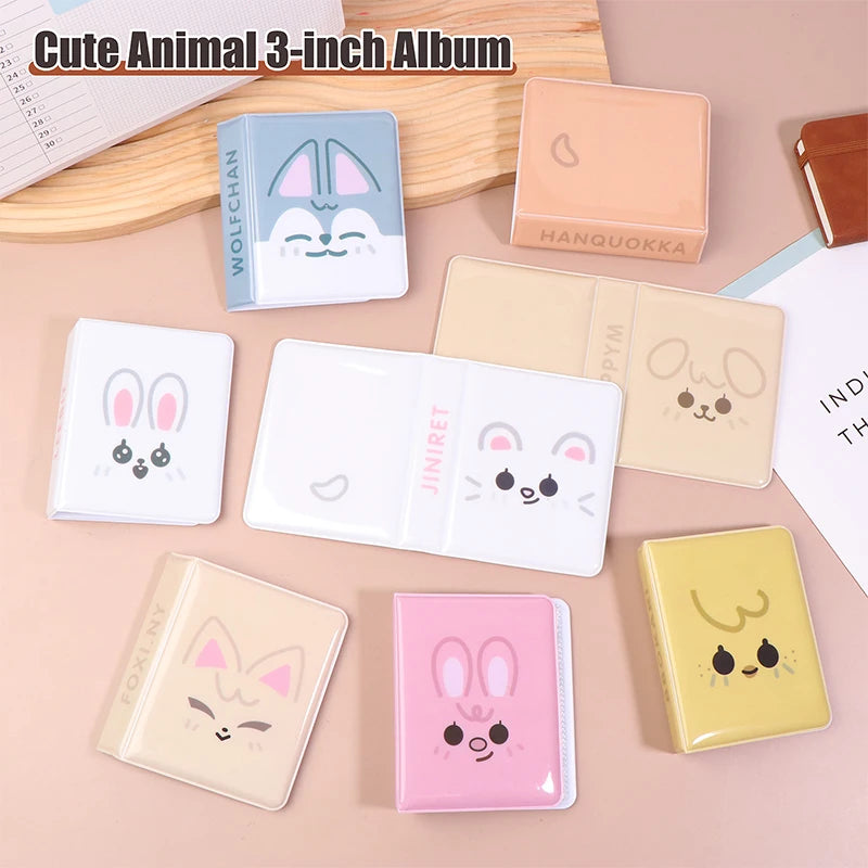 3 Inch Cartoon Animals Photo Album Mini Card Binder Cute Kpop Card Storage Book Idol Picture Postcard Organizer Vue