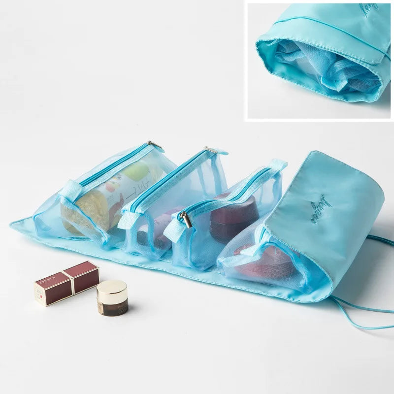 Detachable Cosmetic Bag Portable Large Capacity 4 in 1 Makeup Bags Portable Folding Travel Cosmetics Storage Toiletry Bag Vue
