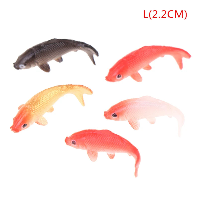 5pcs DIY Decorative Goldfish Figurines Dollhouse Miniature Model Fish Carp Simulation Animals For Kids Toys Home Decor Vue L2.2cm