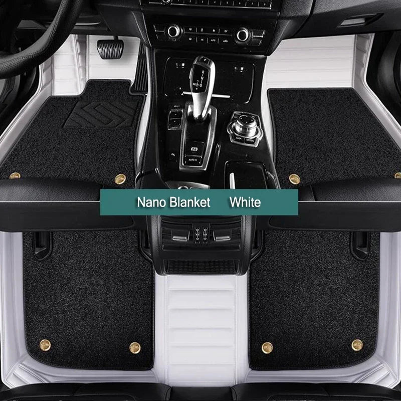 Custom PU Leather Floor Mats for Audi TT TTS – Double Layer Custom Car Floor Mats Vue A-black white 2015-2023 2seats