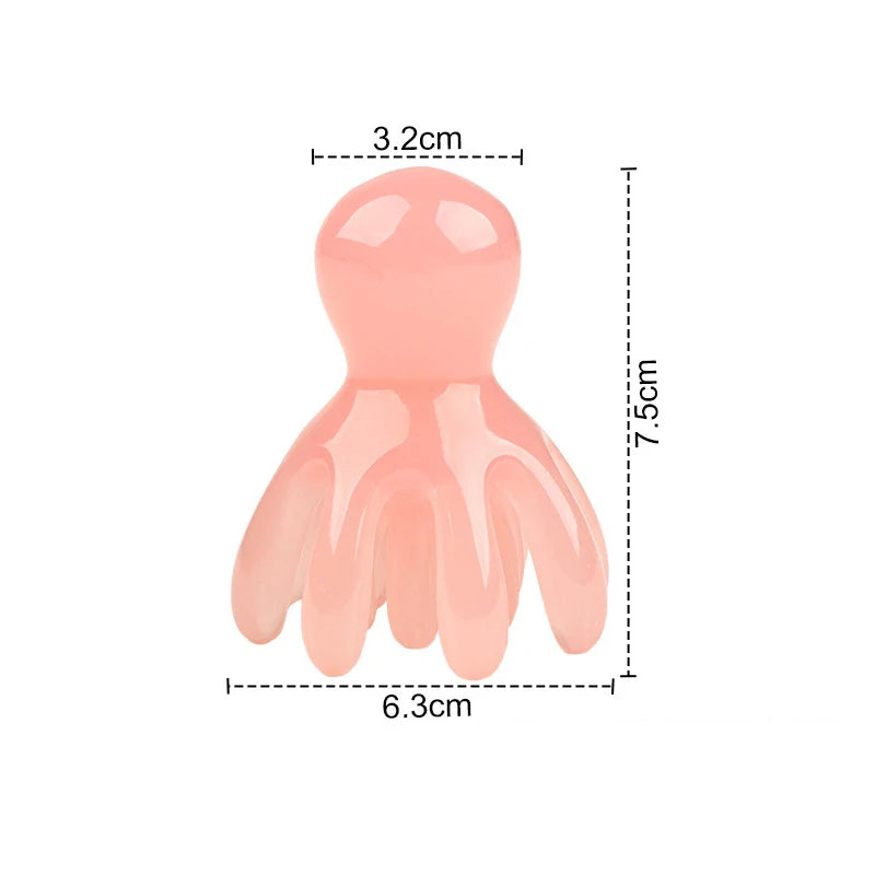 Resin Double Row Octopus Comb Cute Head Massager Hair Care Meridian Scraping Scalp Massage Acupuncture SPA Gua Sha Massage Tool Vue Pink