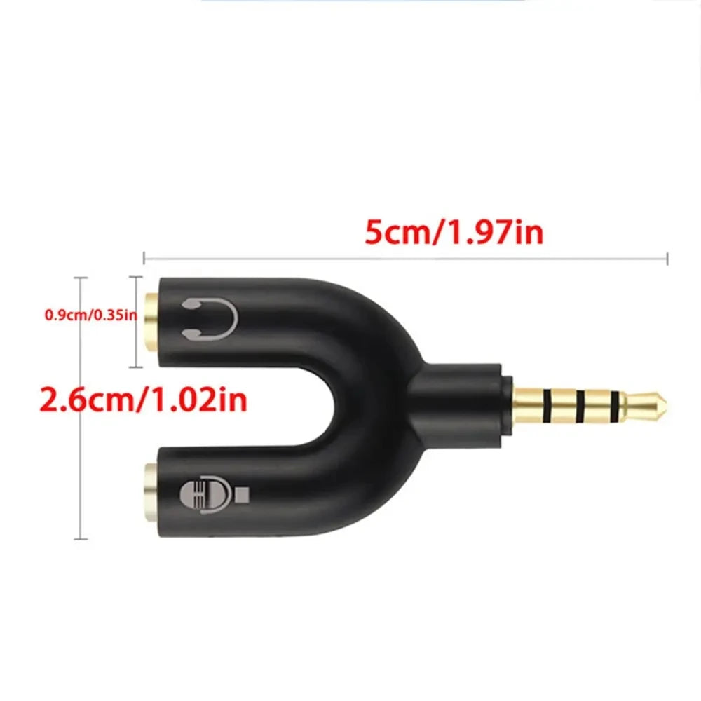 3.5mm Headphone Mic Splitter Adapter U-shaped Stereo 3.5mm 1 To 2 Audio Splitter Adapter for PS4 PC Laptop Ear Headset Cables Vue