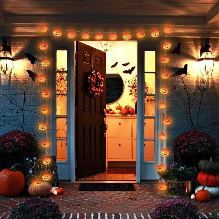 1pc LED Pumpkin String Lights, Halloween Party Decoration Pumpkin Lantern, Festive Yard Outdoor Lighting, Battery-Operated Vue