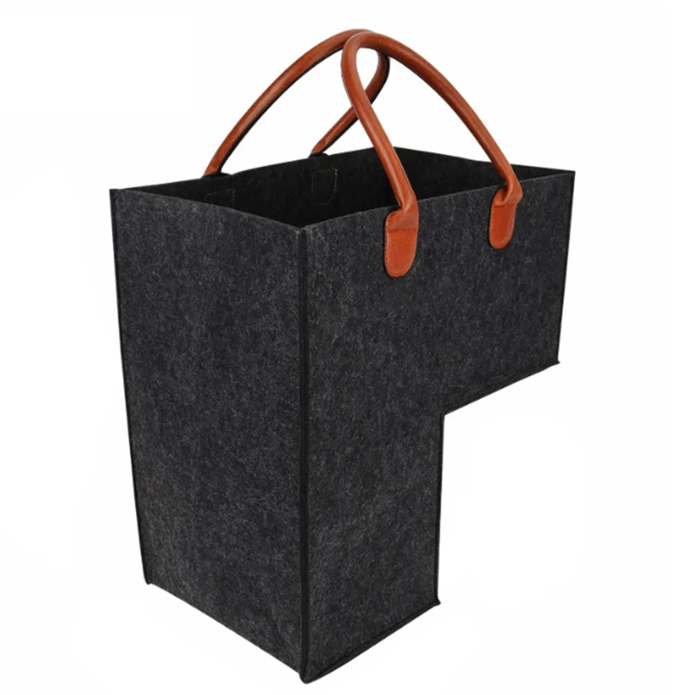 Stair Basket with Handles Premium Felt Staircase Baskets for Carpeted and Wooden Stairs Stair Storage Organizer for Home Decor Vue black
