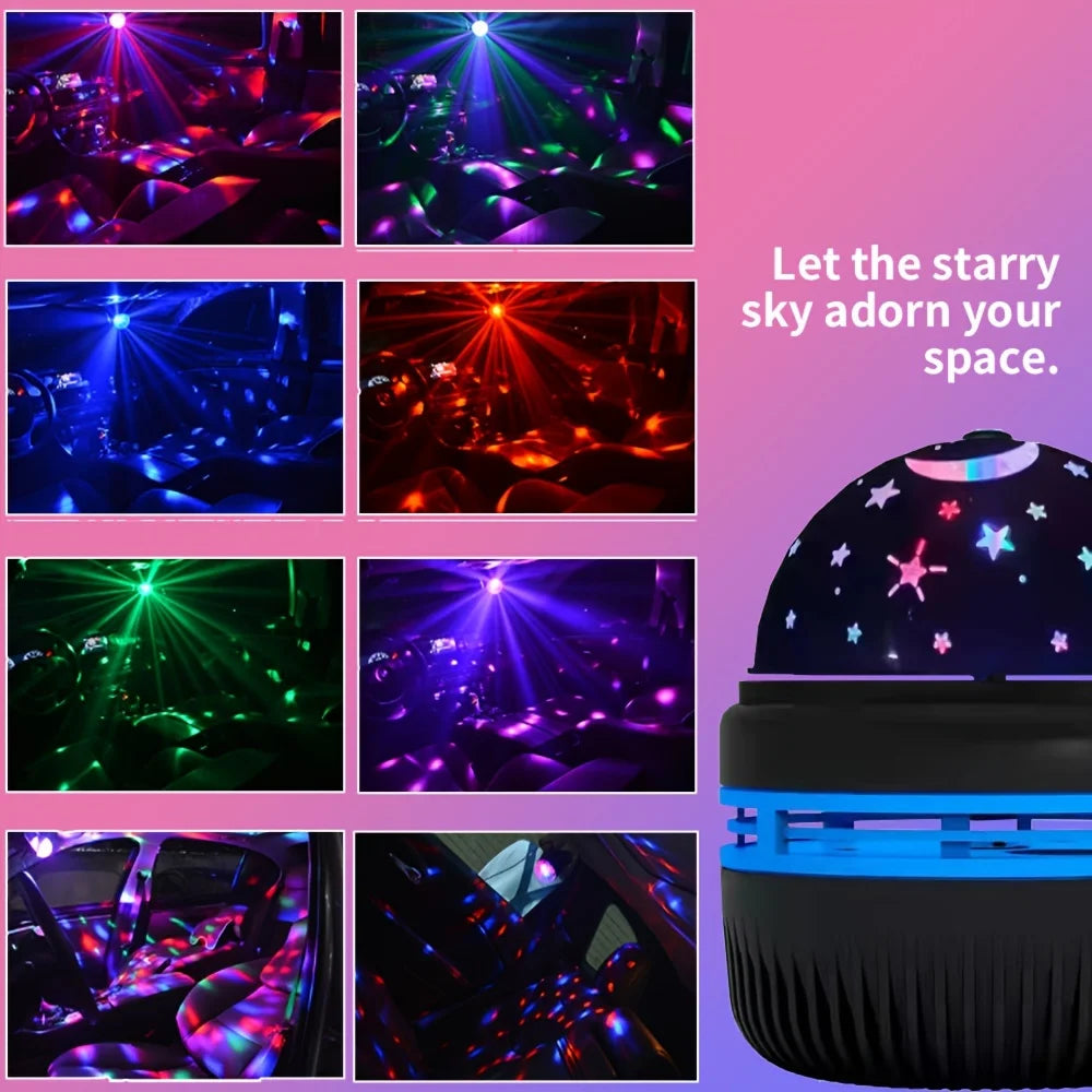 LED Starry Sky Lights Bedroom NightLights 5V USB Decoration Atmosphere Projector Lamp 360° Rotating For Weddings Christmas Vue