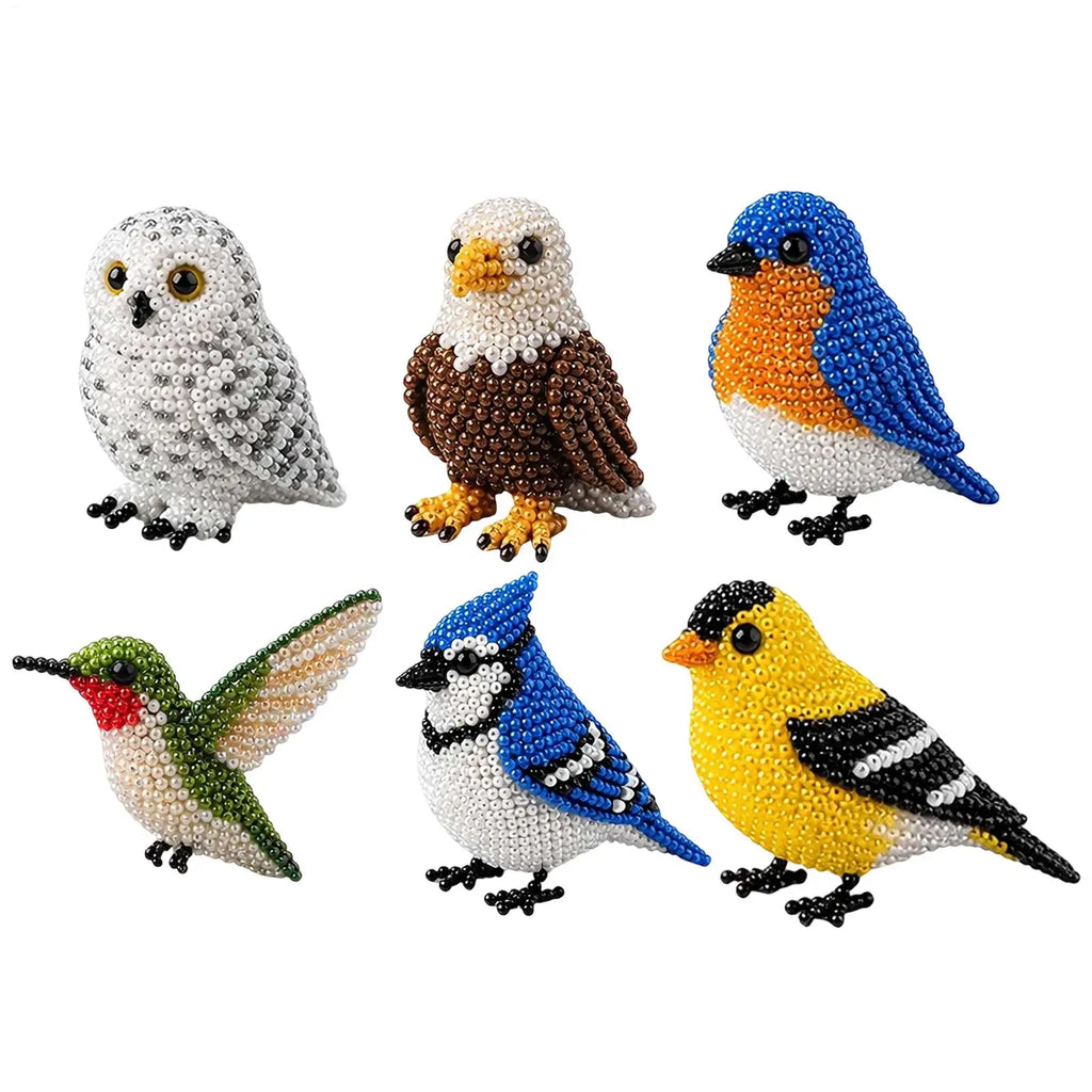 3D Beaded Bird DIY Kit, Cute Animal Beadwork Craft Set, Creative Handmade Figurine for Home Desk Shelf Decor Party Gift Vue