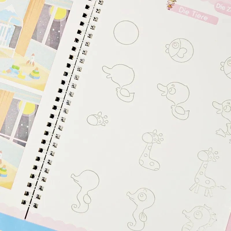 4pcs Reusable Magic Practice Copybook German Kid Grooved Handwriting Tracing Book with Pen Holder Preschool Learning Child Gift Vue