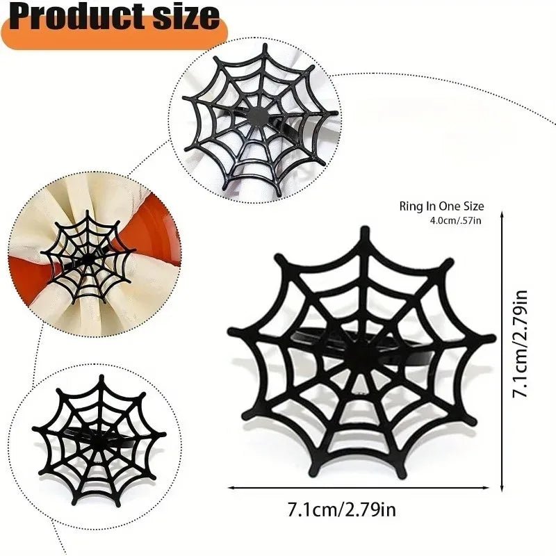 1-20PCS Spider Web Napkin Rings Halloween Party Table Decor for Hotel Restaurant Ghost Festival Dinner Napkin Holder Vue