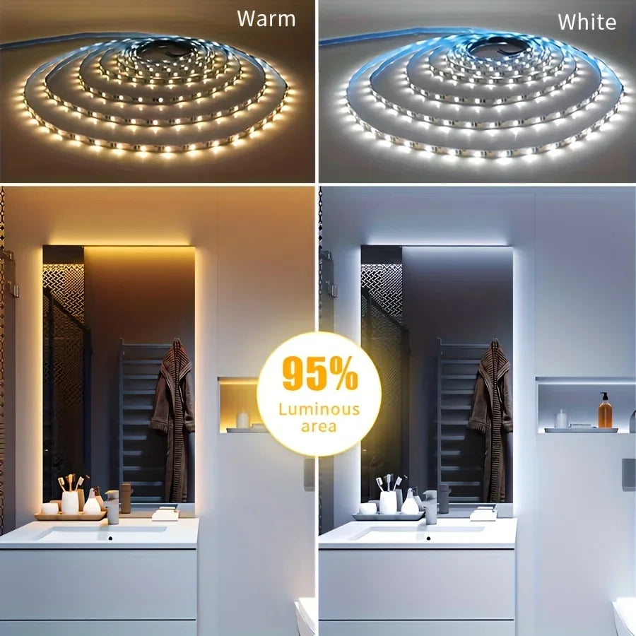 5V LED Light Strip USB Indoor Flexible Tape Lights Study Wardrobe TV Backlight Stair Display Cabinet Atmosphere Decor Lighting Vue