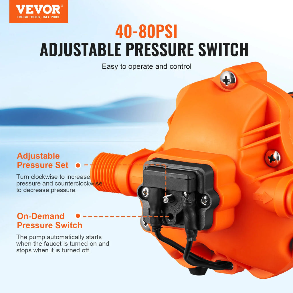 RV Diaphragm Water Pump 3.3–5.5 GPM Adjustable | SucceBuy Diaphragm Water Pump Vue