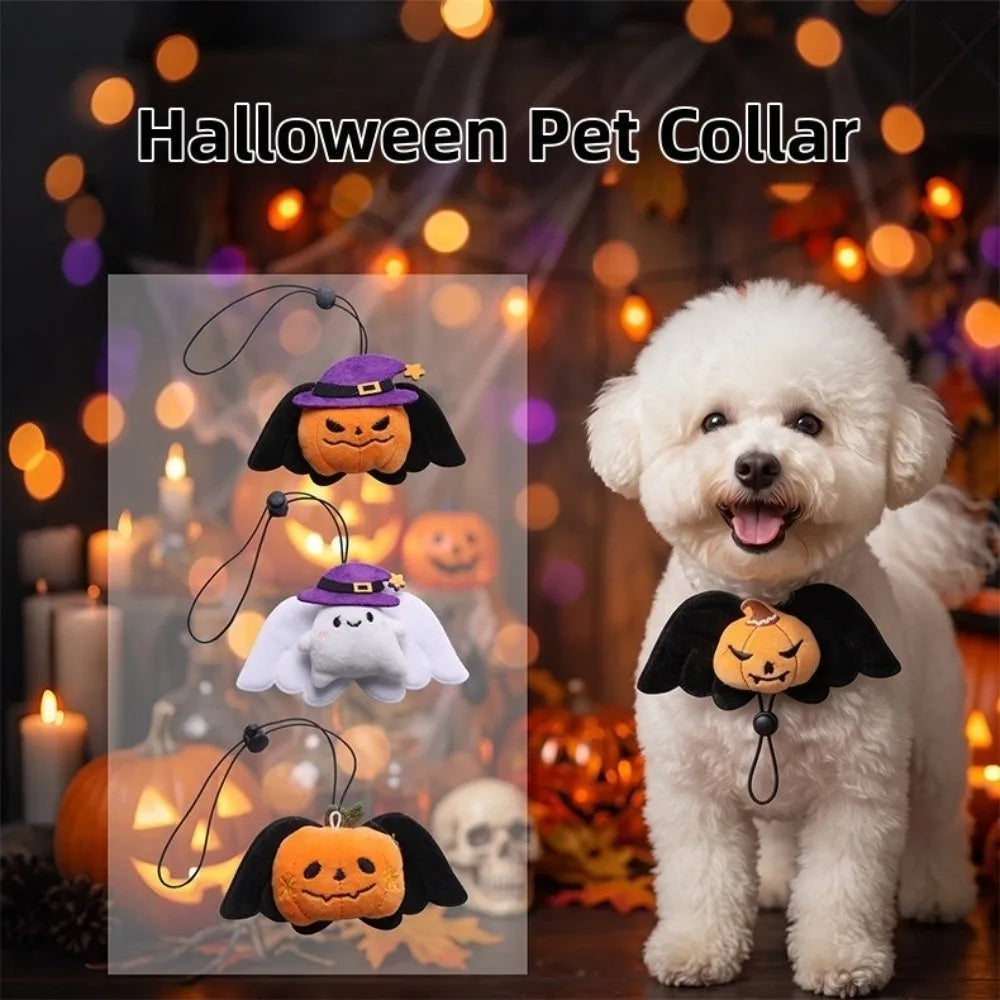 Funny Halloween Pumpkin Bat Collar Soft Elastic Cartoon Halloween Photo Neck Collar Tear Resistant Skin-Friendly Vue
