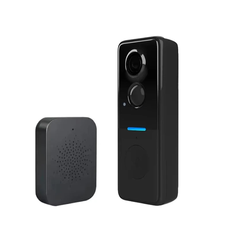 Tuya Doorbell with Solar Rain Cover Camera Wireless Video Doorbell Wifi PIR Human Body Sensing Outdoor Door Bell Video Intercom Vue 013-Black Doorbell