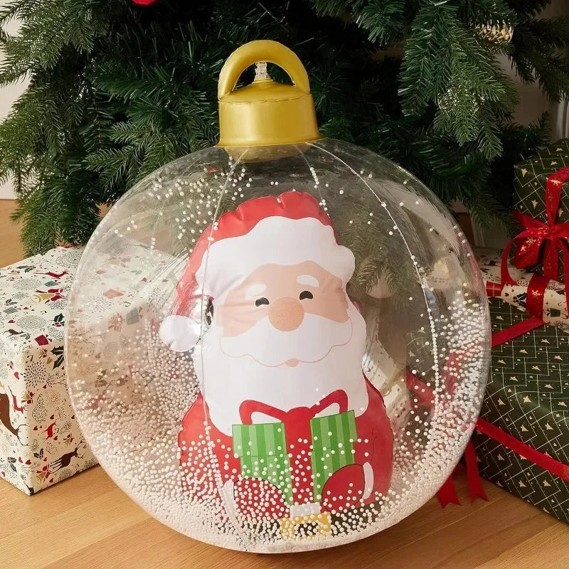 Christmas Themed LED Lighted PVC Clear Balloon Double Layer Inflatable Festive Ball for Outdoor Party Display Ornament Decor Vue