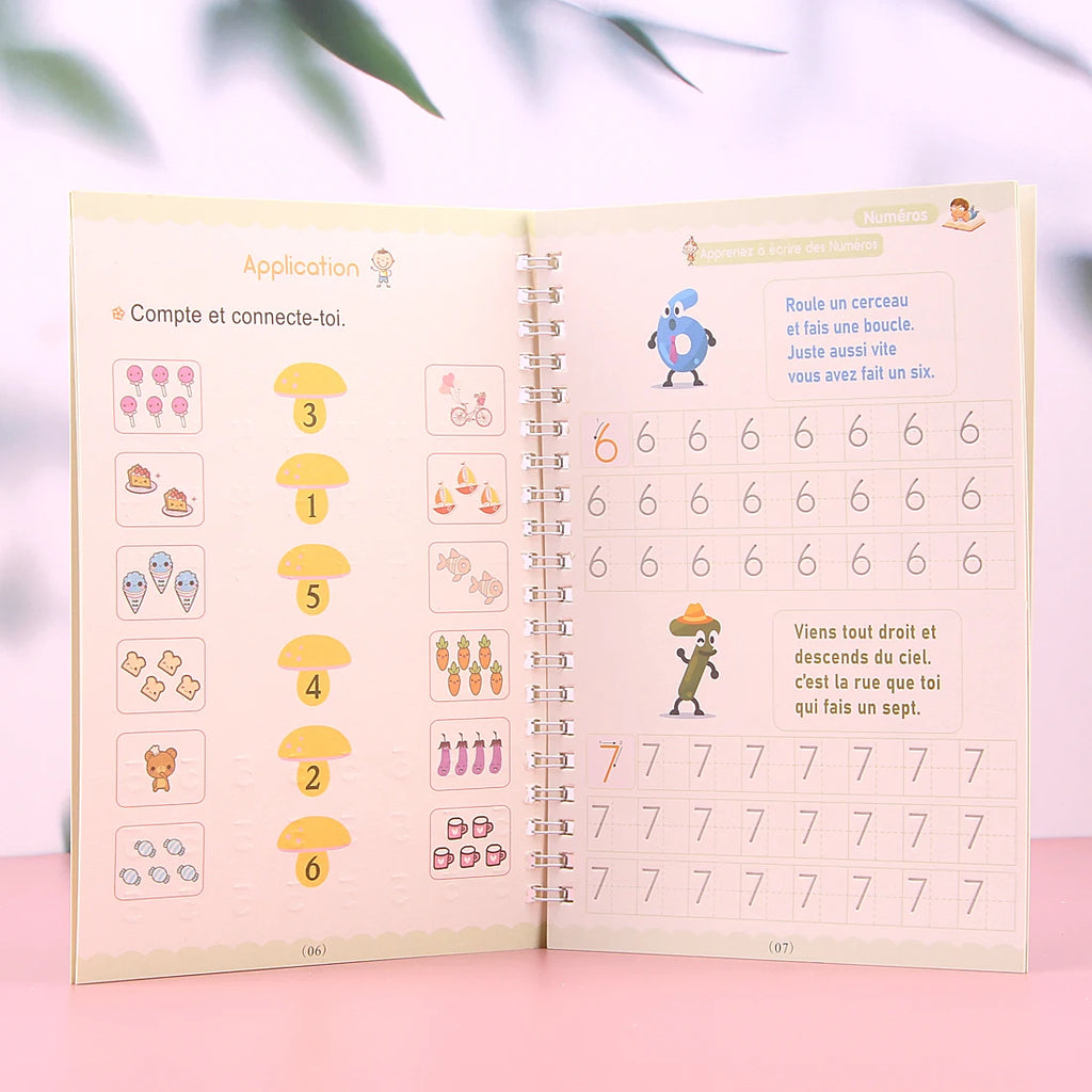 French Copybooks Kids Number Drawing Math With Practice Reusable Magical Pen Free Wiping Children Handwriting Early Learn Book Vue