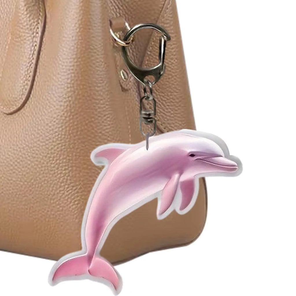 Cartoon Dolphin Key Chain, 2D Flat Acrylic Bag Charm, Cute Backpack Pendant Decor for Women Men Boys Girls School Travel Office Vue