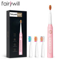 Fairywill Electric Sonic Toothbrush FW-507 USB Charge Rechargeable Adult Waterproof Electronic Tooth Brushes Replacement Heads s Vue ET507Pink United States