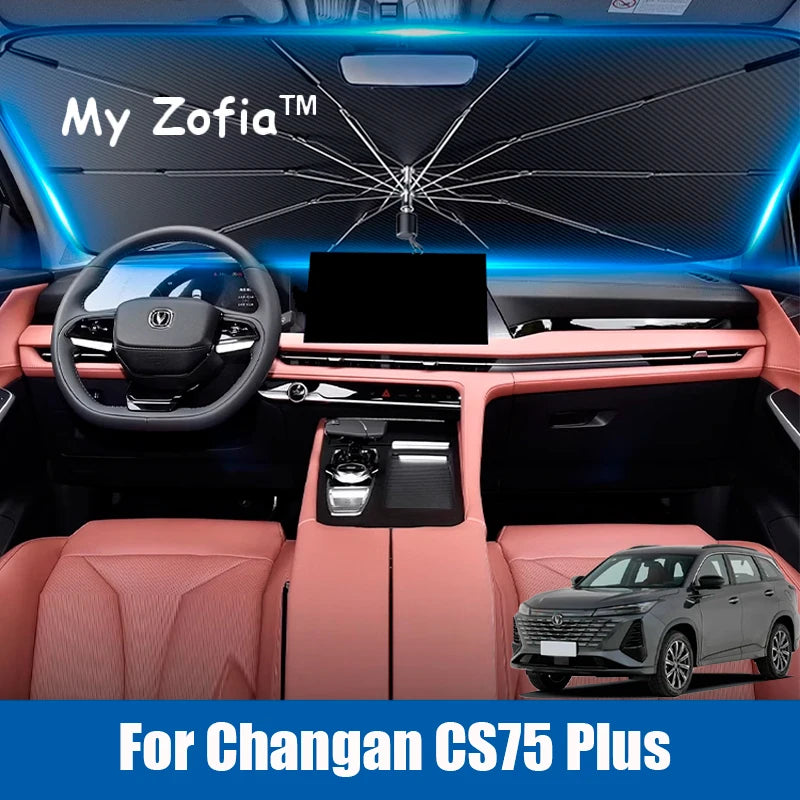 For Changan CS75 Plus Gen III 2025 2026 Car Sunshade Foldable Windshield Umbrella Sun Shade Car Front Window Parasol Accessories Vue