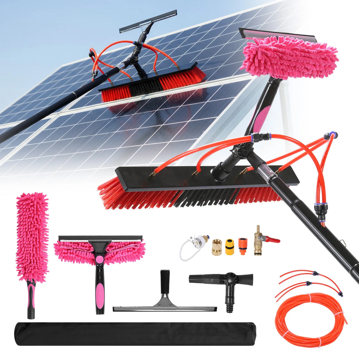 Water Fed Pole Brush Kit – Extendable Solar Panel Cleaner Water Fed Cleaning Pole Vue